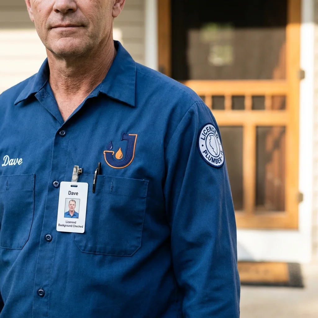 Licensed plumber showing ID badge in Canonsburg, PA