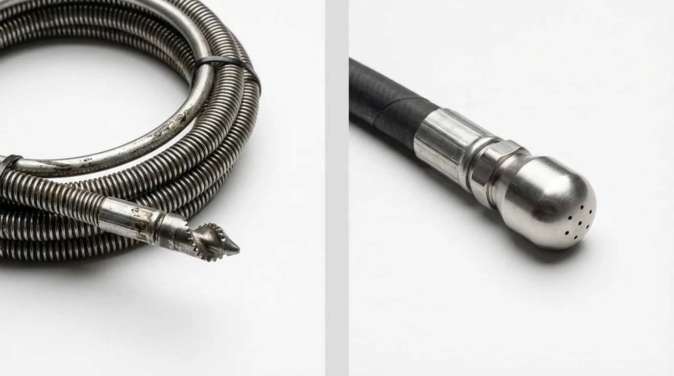 Drain snake cable and hydro jetting nozzle used for drain cleaning in Canonsburg, PA