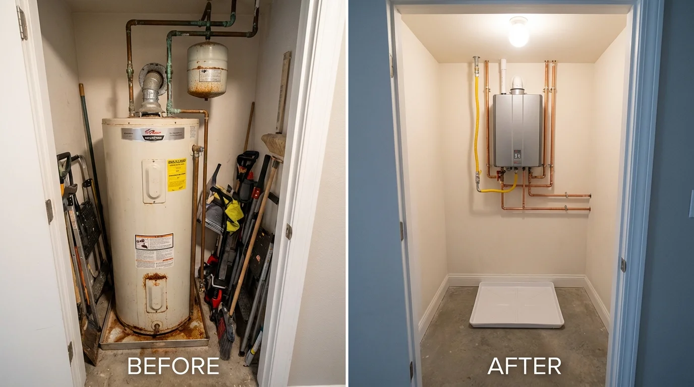 Tank water heater versus wall-mounted tankless unit comparison for Canonsburg, PA homeowners
